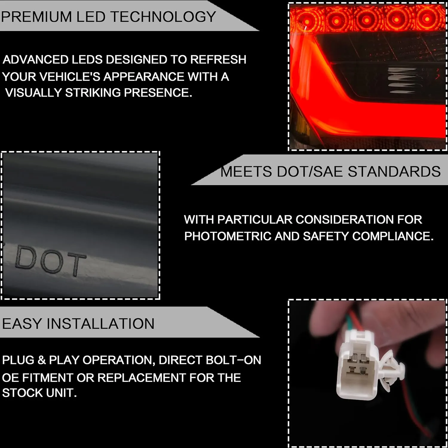 VLAND LED Tail lights Fit for Toyota Camry 2007-2011(Not Fit for Camry LE/Hybrid Models/Factory LED Light), Smoked