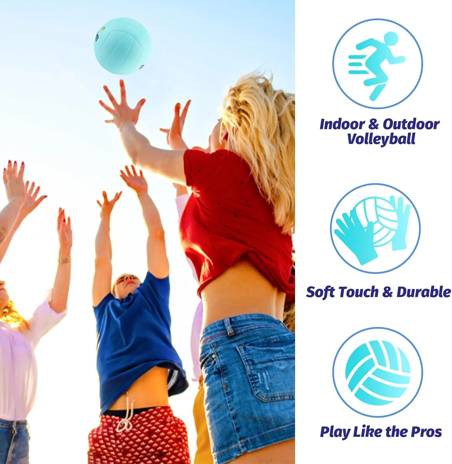 Volleyball, Soft Touch Beach Volleyball, Indoor Outdoor Volleyball for Beach Game Training, Official Size 5