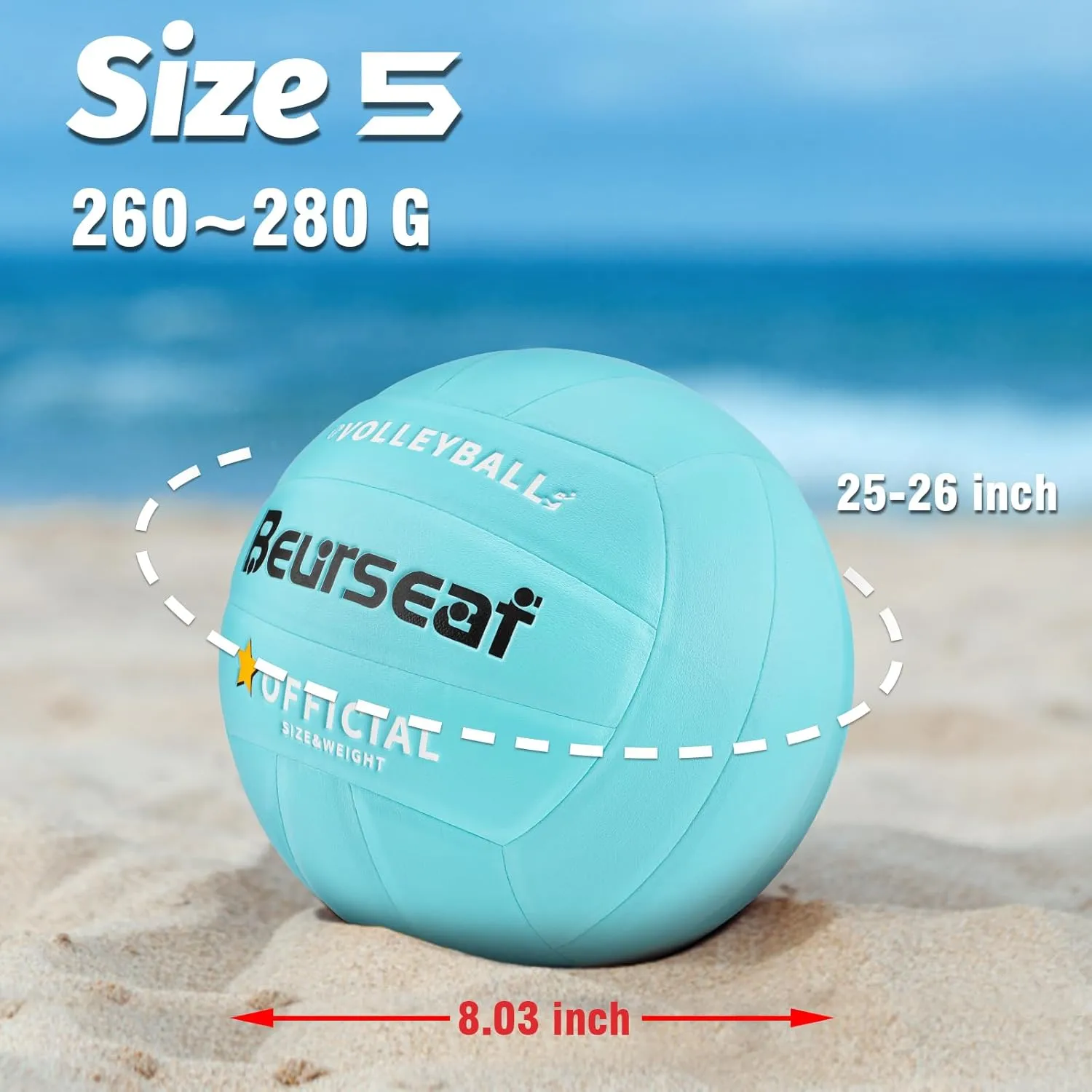 Volleyball, Soft Touch Beach Volleyball, Indoor Outdoor Volleyball for Beach Game Training, Official Size 5