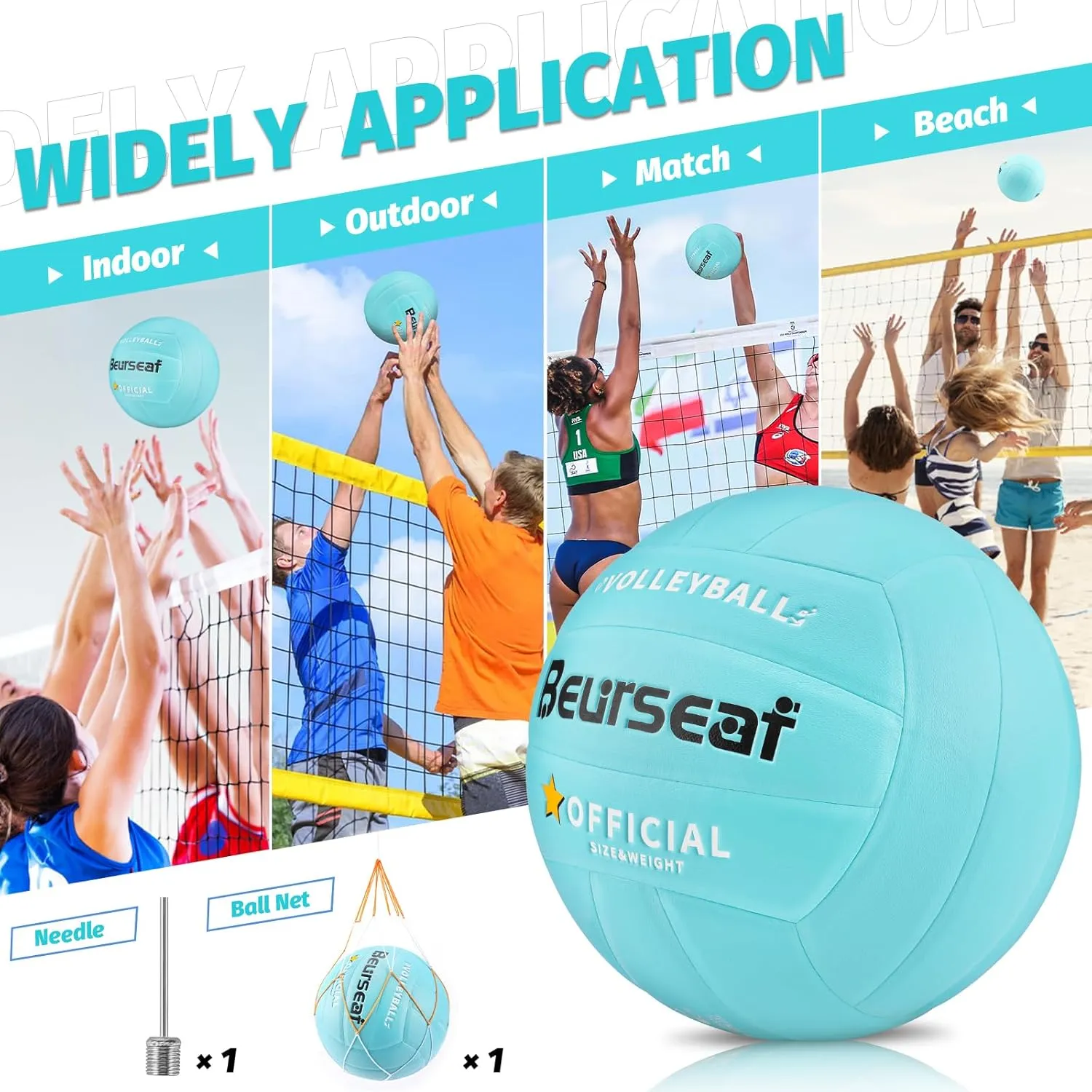 Volleyball, Soft Touch Beach Volleyball, Indoor Outdoor Volleyball for Beach Game Training, Official Size 5