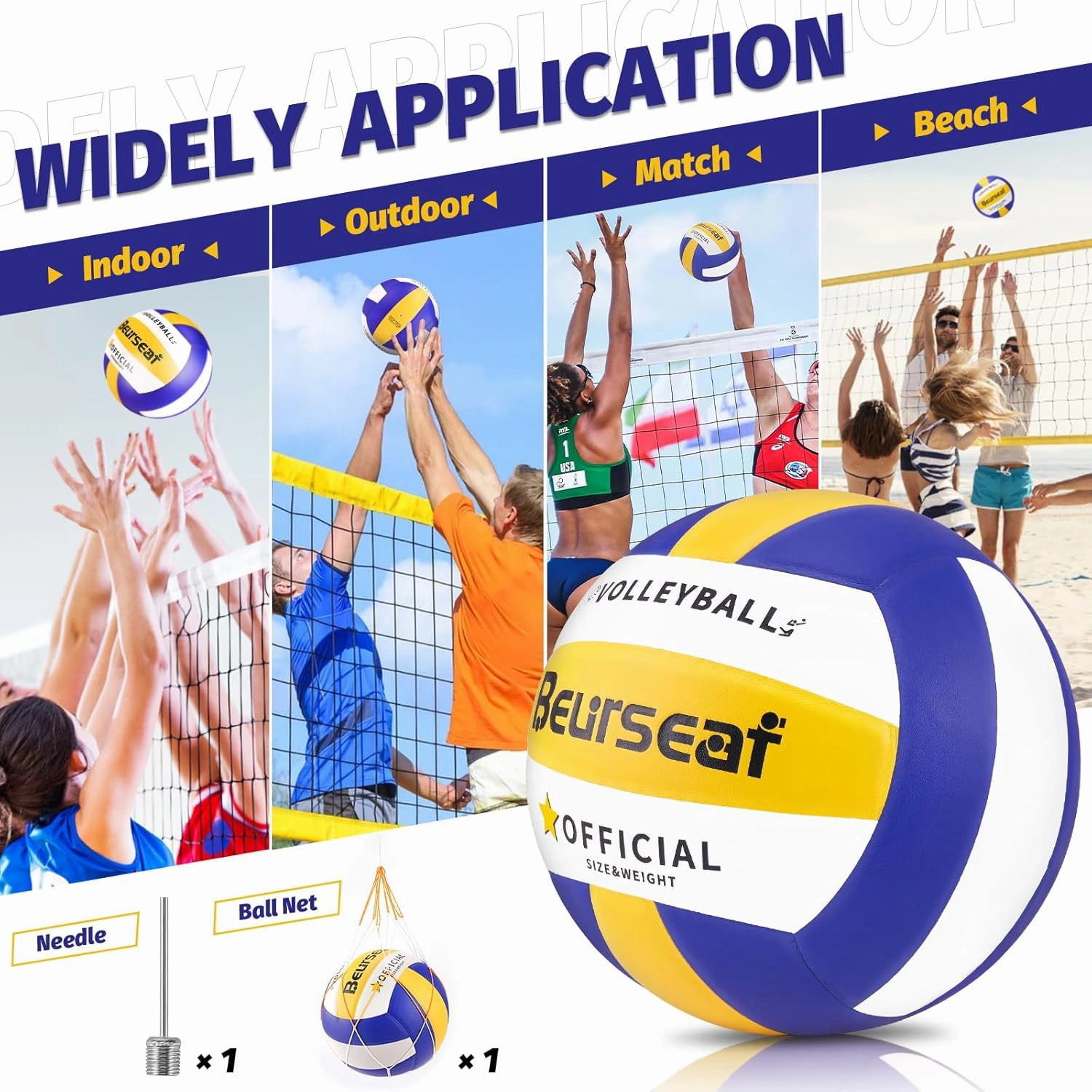 Volleyball, Soft Touch Beach Volleyball, Indoor Outdoor Volleyball for Beach Game Training, Official Size 5