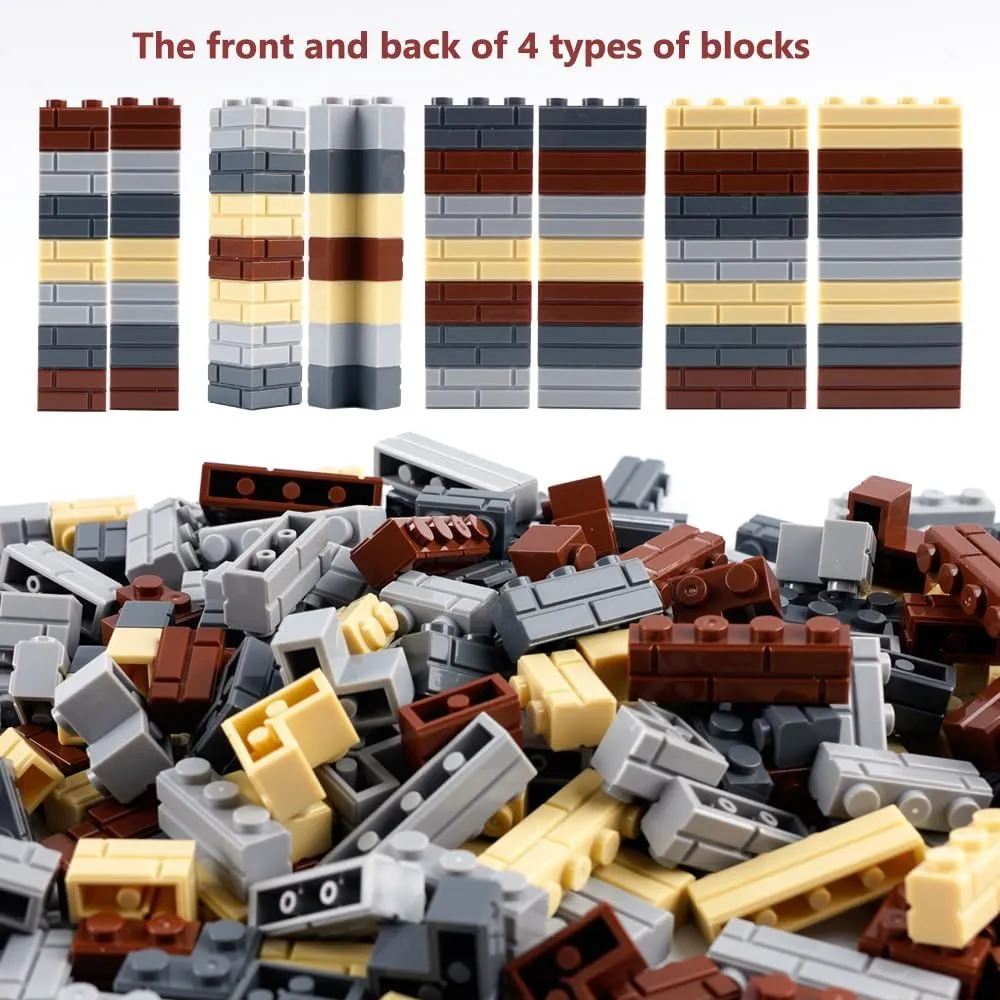 Wall Classic Bricks Parts and Pieces: 340 PCS Masonry Profile Accessories Building Block Sets(Mix)