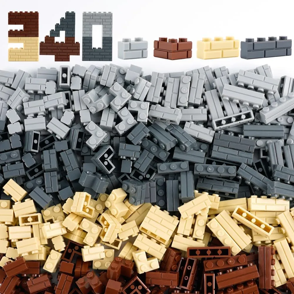 Wall Classic Bricks Parts and Pieces: 340 PCS Masonry Profile Accessories Building Block Sets(Mix)