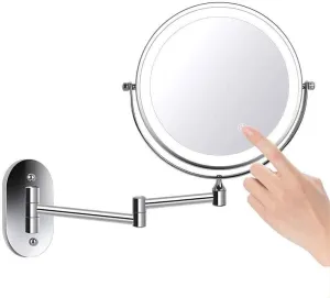 Wall Mounted Makeup Mirror LED Touch Screen Adjustable Light Double Sided 1X/10X Magnifying Vanity Mirror