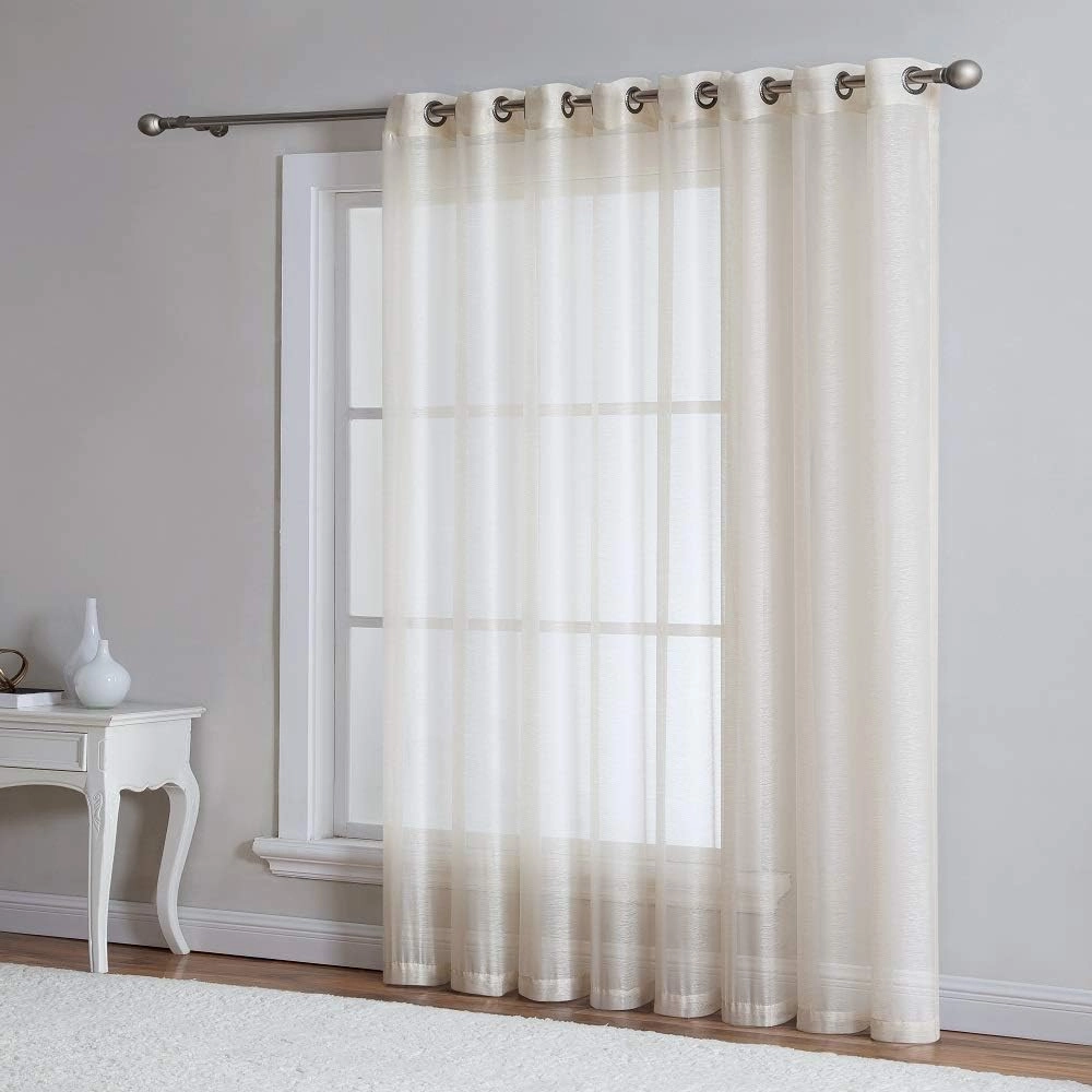 Warm Home Designs 1 Extra-Wide Light Beige Sheer Patio Curtain Panel 102 x 96 Inch Long with Grommets. Designed as Patio Door, Sliding Glass Door, or Room Divider Drape - K Light Beige Patio 96"