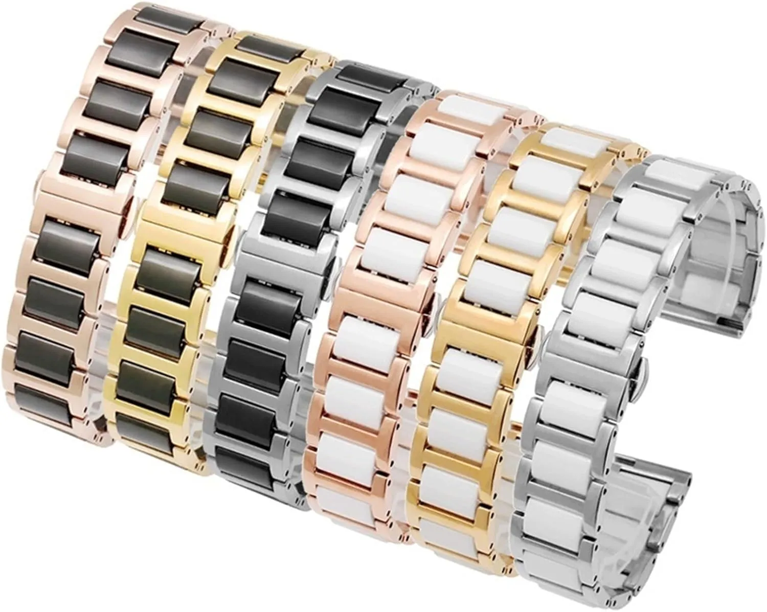 Watch Strap Stainless Steel Ceramic Bracelet Universal Watch Strap Women Men Fashion Watch 18mm 20mm 22mm Smart Watch Accessories