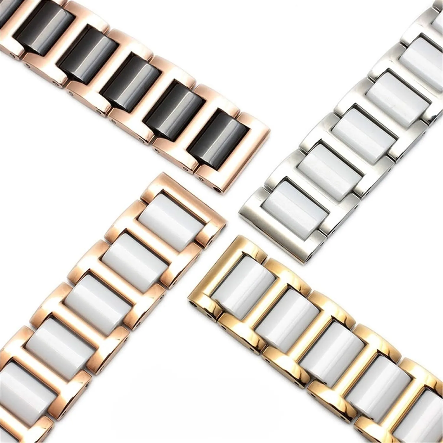 Watch Strap Stainless Steel Ceramic Bracelet Universal Watch Strap Women Men Fashion Watch 18mm 20mm 22mm Smart Watch Accessories