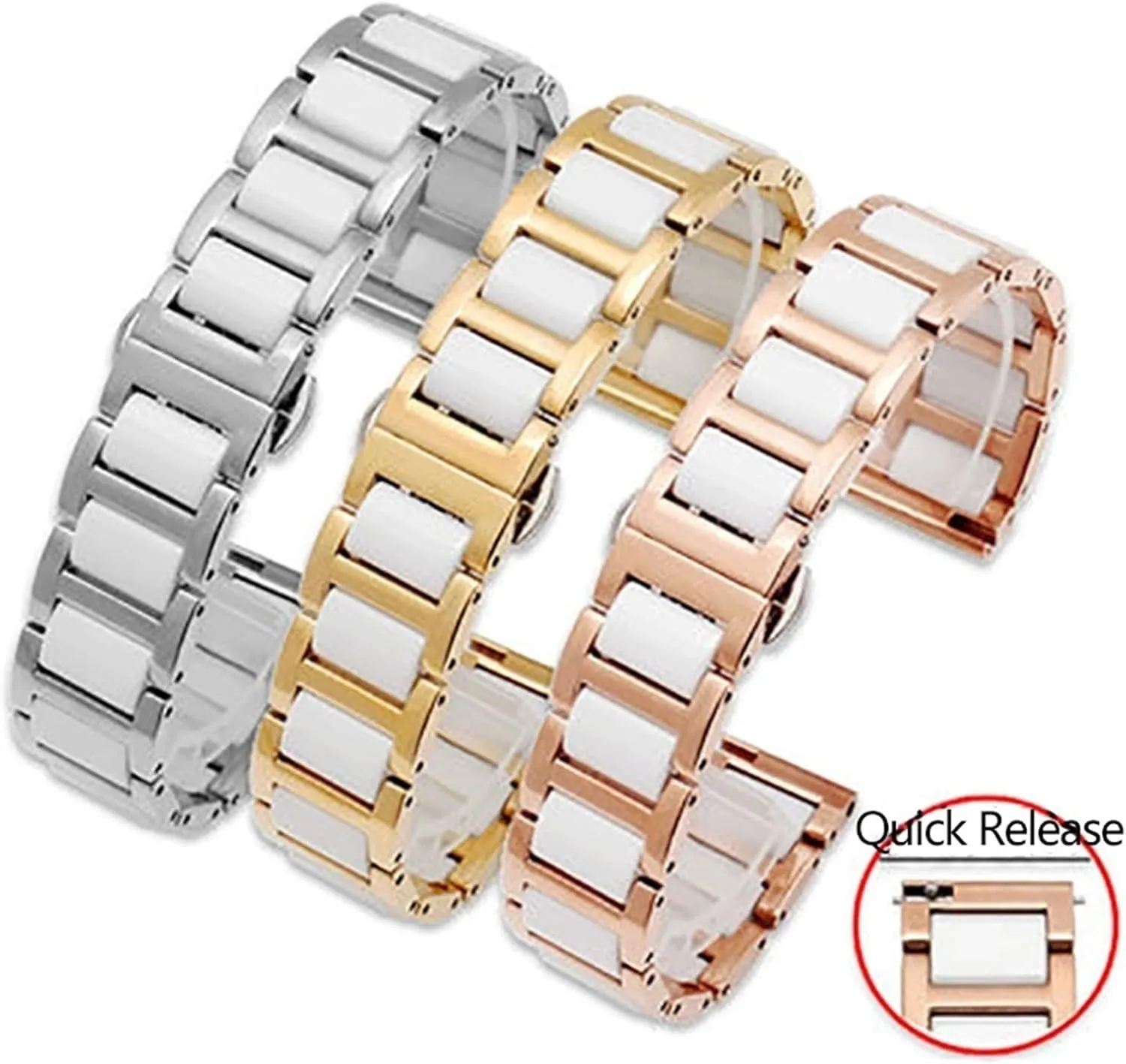 Watch Strap Stainless Steel Ceramic Bracelet Universal Watch Strap Women Men Fashion Watch 18mm 20mm 22mm Smart Watch Accessories