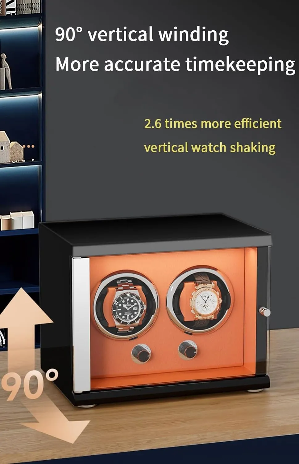 Watch Winder for Automatic Watches Ultra Quiet Motor for 6 Automatic Watches with LED Lights Soft Flexible Watch Pillows Storage Display Box (Brown 6 0)