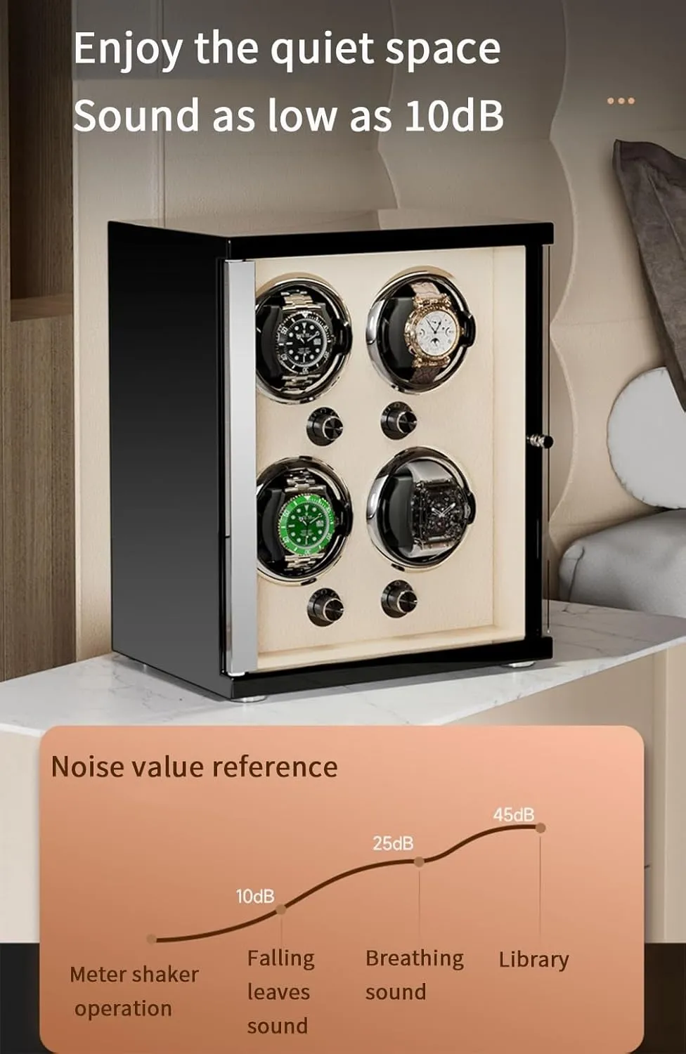 Watch Winder for Automatic Watches Ultra Quiet Motor for 6 Automatic Watches with LED Lights Soft Flexible Watch Pillows Storage Display Box (Brown 6 0)