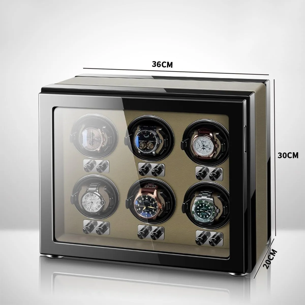 Watch Winder for Automatic Watches Ultra Quiet Motor for 6 Automatic Watches with LED Lights Soft Flexible Watch Pillows Storage Display Box (Brown 6 0)