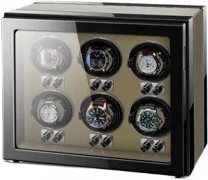 Watch Winder for Automatic Watches Ultra Quiet Motor for 6 Automatic Watches with LED Lights Soft Flexible Watch Pillows Storage Display Box (Brown 6 0)