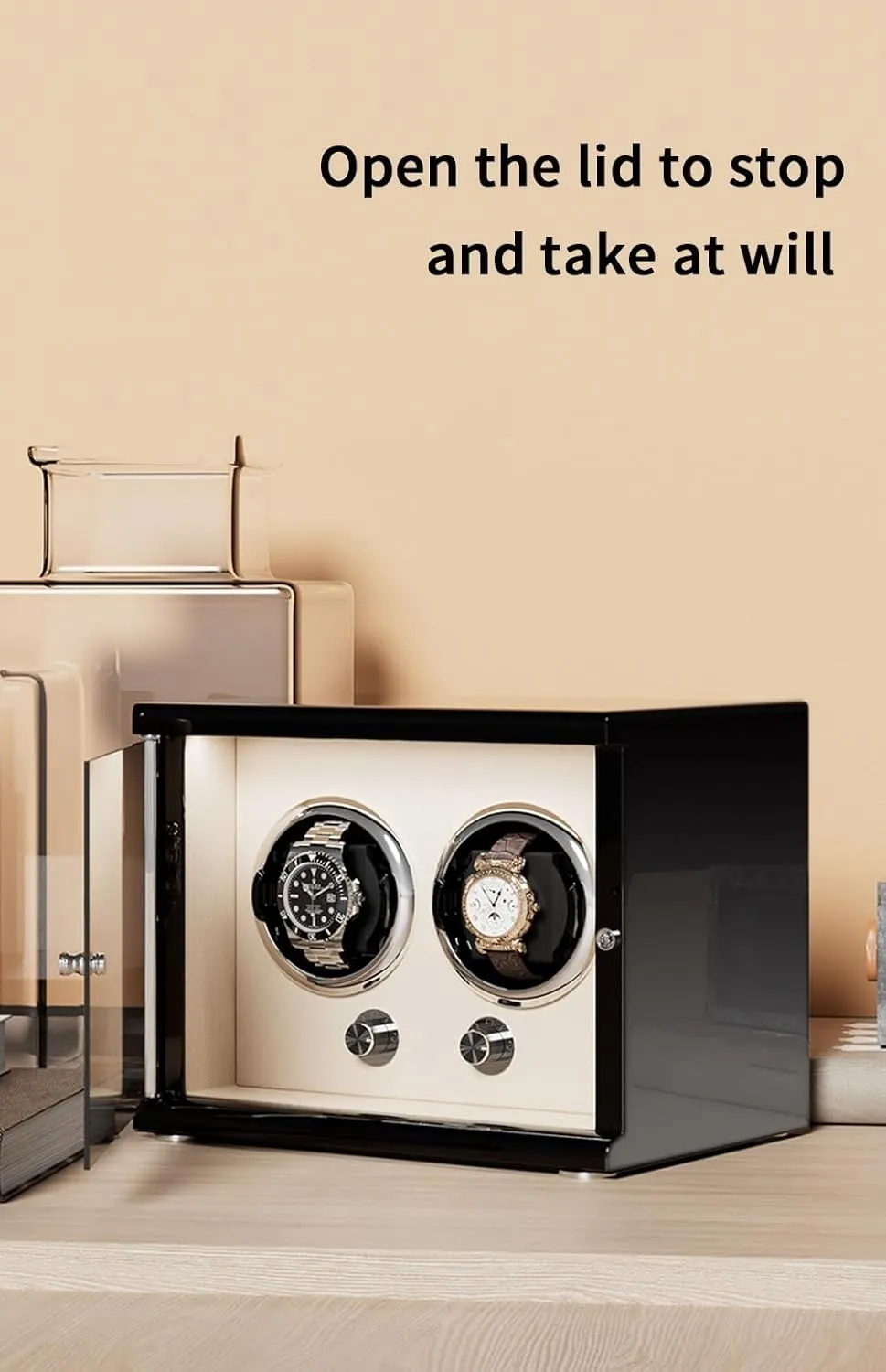 Watch Winder for Automatic Watches Ultra Quiet Motor for 6 Automatic Watches with LED Lights Soft Flexible Watch Pillows Storage Display Box (Brown 6 0)