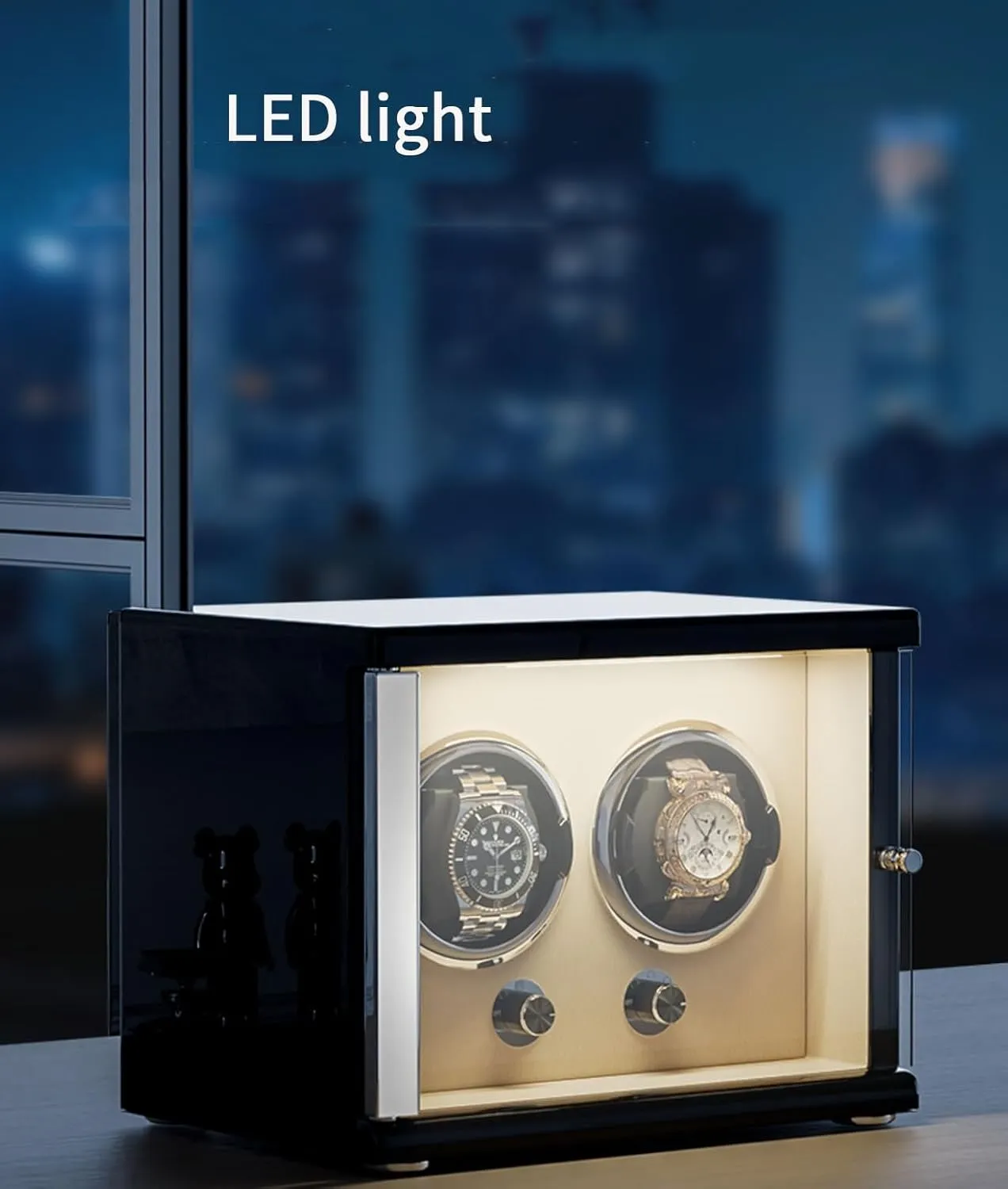 Watch Winder for Automatic Watches Ultra Quiet Motor for 6 Automatic Watches with LED Lights Soft Flexible Watch Pillows Storage Display Box (Brown 6 0)