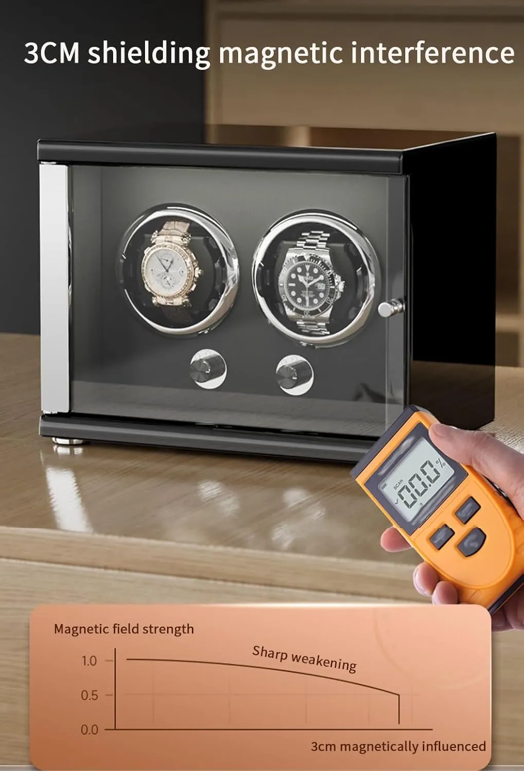 Watch Winder for Automatic Watches Ultra Quiet Motor for 6 Automatic Watches with LED Lights Soft Flexible Watch Pillows Storage Display Box (Brown 6 0)
