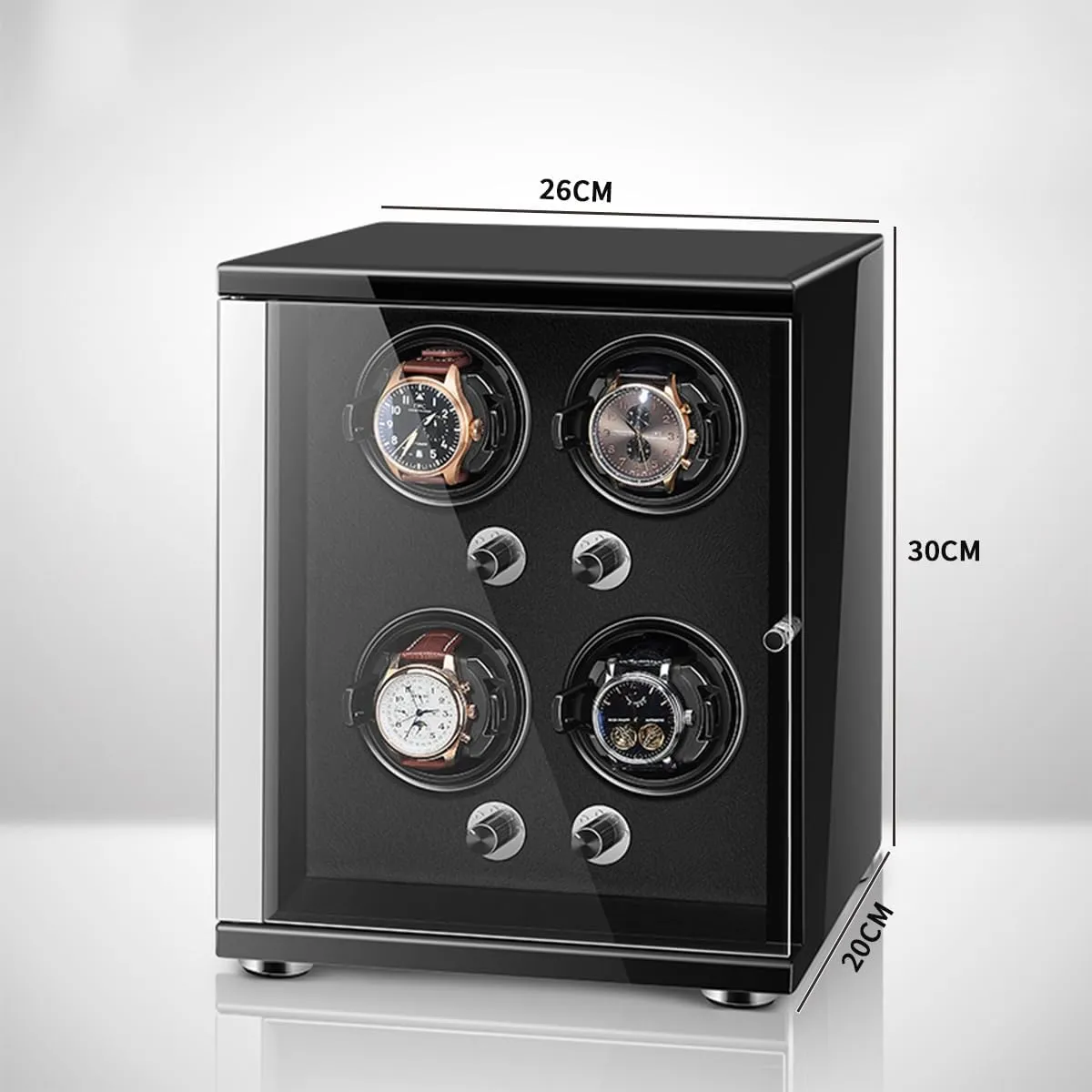 Watch Winder for Automatic Watches with Quiet Motor for 4 Automatic Watches Storage Display Box with LED Lights Storage Display Box (Black 4 0)