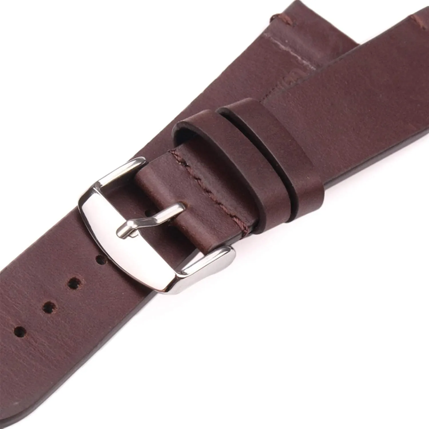 Watchband vintage strap dark brown smooth watch with 18mm 20mm 22mm strap with stainless steel pin buckle