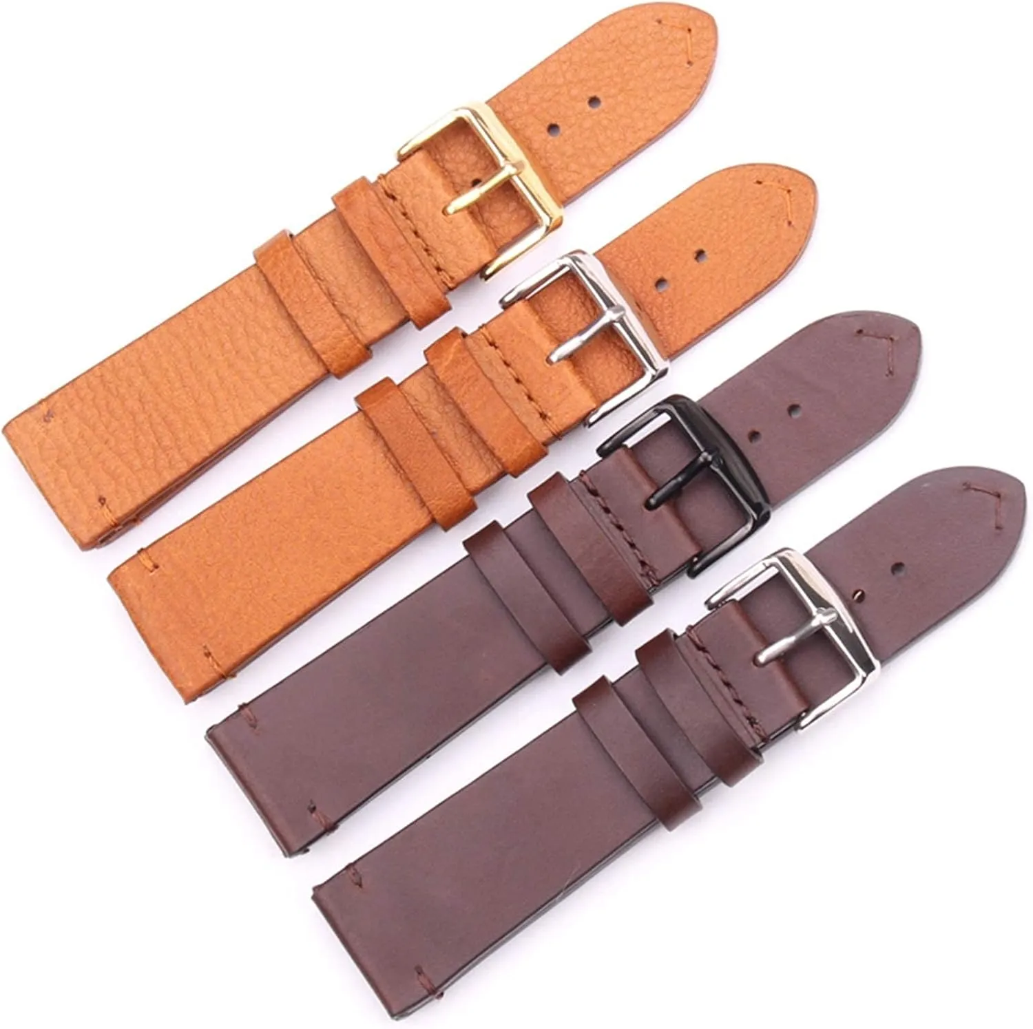 Watchband vintage strap dark brown smooth watch with 18mm 20mm 22mm strap with stainless steel pin buckle