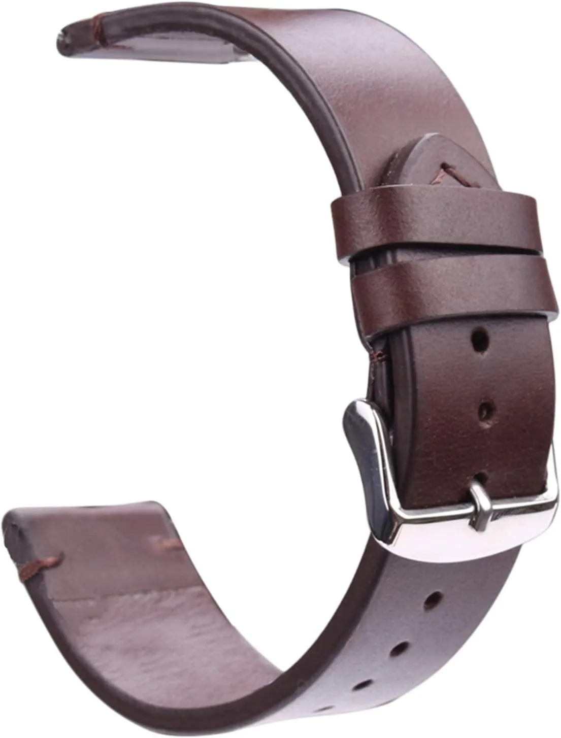 Watchband vintage strap dark brown smooth watch with 18mm 20mm 22mm strap with stainless steel pin buckle