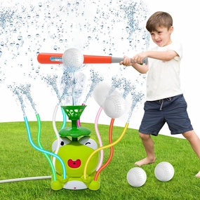 Water Sprinkler Baseball Toy for Kids Outdoor Play Toys- Summer Outside Toys Backyard Lawn Games - Attaches to Garden Hose Splashing Fun Toys Spray Water Baseball for Boys Girls