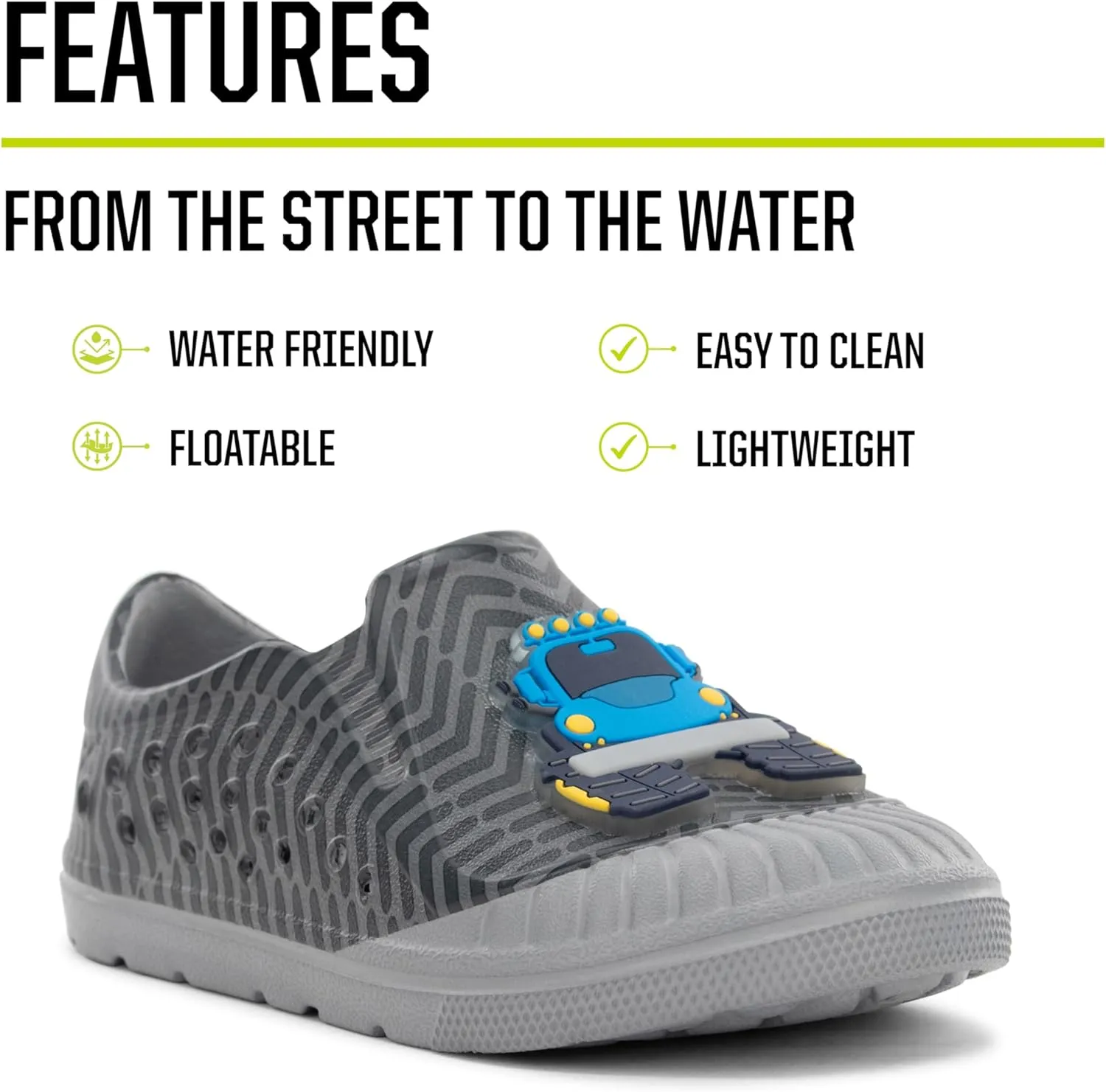 Western Chief Kids Parker Slip-Ons – Water-Friendly EVA Shoes with 3D Accents, Molded Footbed and Slip-Resistant Outsole Perfect for Active Boys and Girls