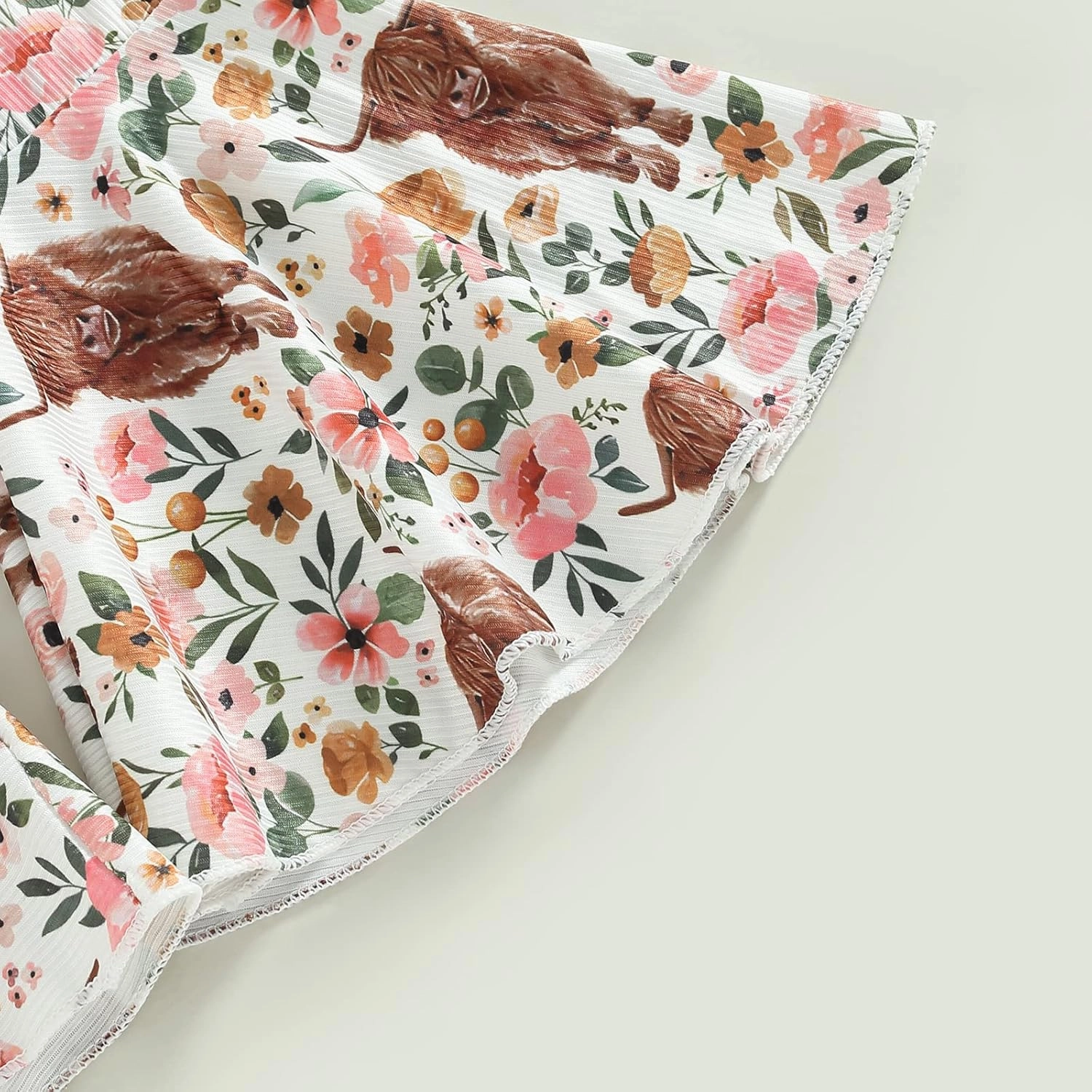 Western Baby Girl Clothes Letter Print Short Sleeve Romper Cow Print Flare Pants Headband 3Pcs Summer Outfits Set