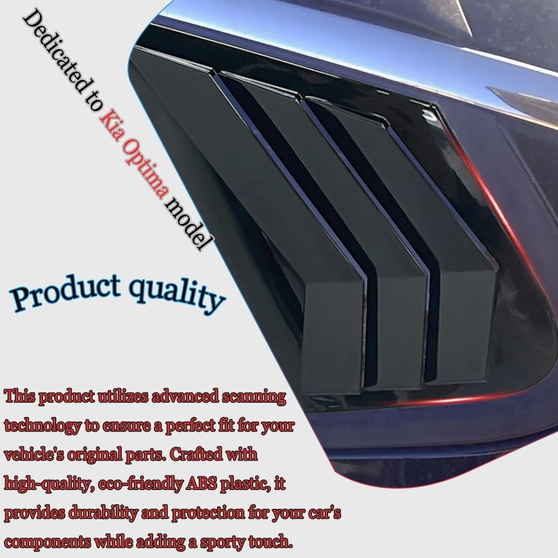 Window Louver 2Pcs Side Vent Window Louvers for Kia Optima 2016 2017 2018 2019 2020, ABS Print Sport Window Decorative Covers, Exterior Trim Accessories - Bright Black