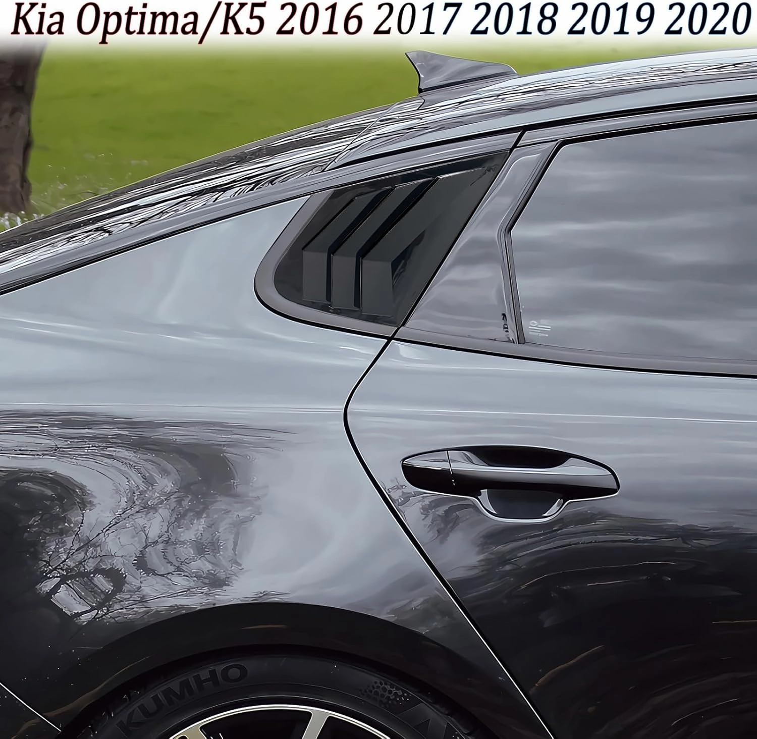 Window Louvers, for Kia Optima/K5 2016 2017 2018 2019 2020, Bright Black Side Rear Window Louvers Body Kit Accessories for Cars