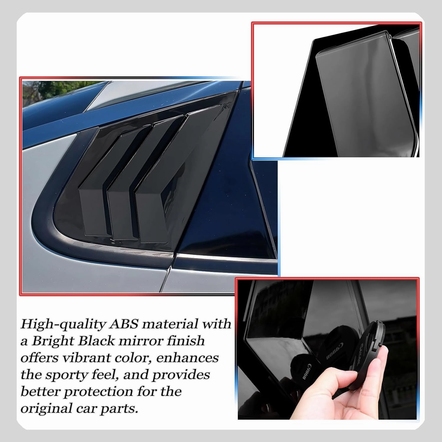 Window Louvers, for Kia Optima/K5 2016 2017 2018 2019 2020, Bright Black Side Rear Window Louvers Body Kit Accessories for Cars