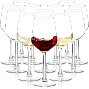 Wine Glasses Set of 12, 12oz Clear Red/White Wine Glasses, Long Stem Wine Glasses for Party, Wedding and Home