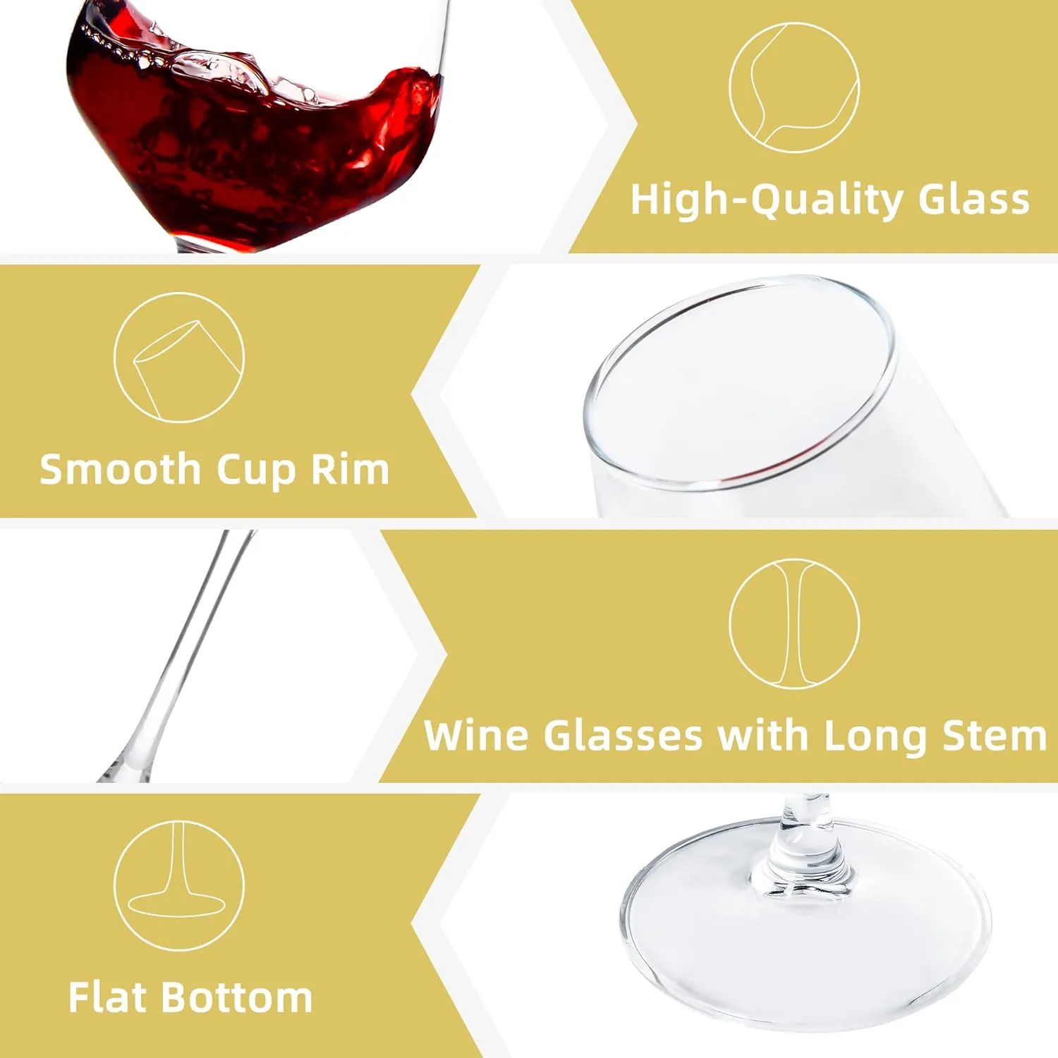 Wine Glasses Set of 12, 12oz Clear Red/White Wine Glasses, Long Stem Wine Glasses for Party, Wedding and Home