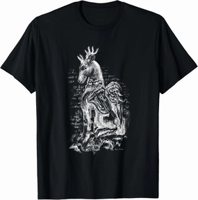 Winged stag drawing white ink T-Shirt