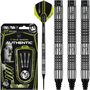 Winmau Michael Van Gerwen MvG Authentic 85% Tungsten Darts Set with Prism Flights and Shafts (Stems)