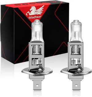 WinPower H1 Halogen Headlight Bulb, Super Bright Warm White 55W 4300K Car High Low Beam Fog Light Replacement Lamp, Pack of 2