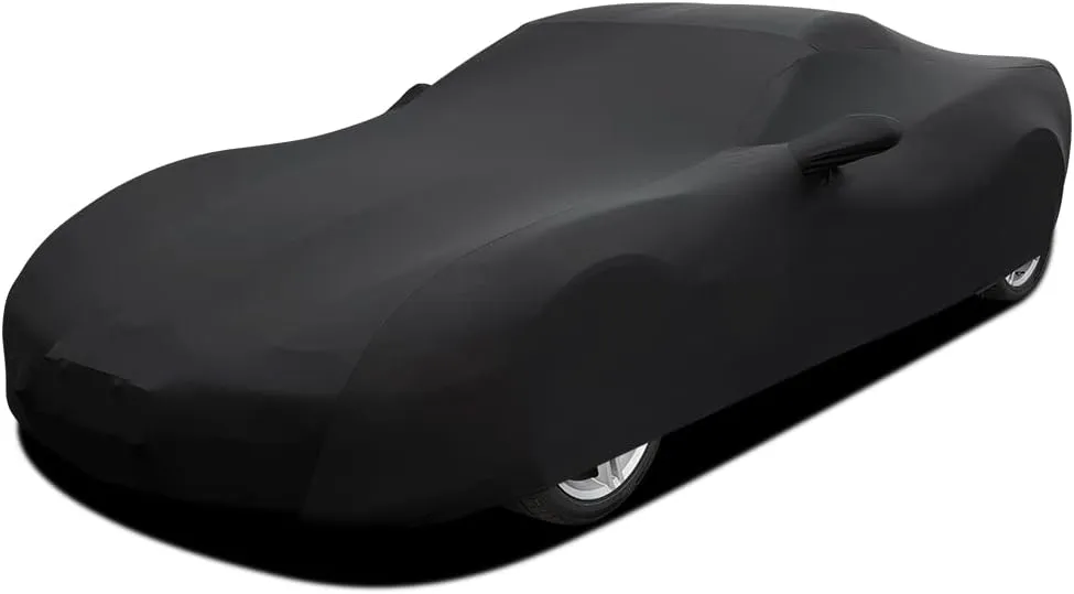 WinPower Indoor Sports Car Cover 154-169 inches Stretch Dustproof Protection Full Car Cover for Underground Garage, Car Show, Black