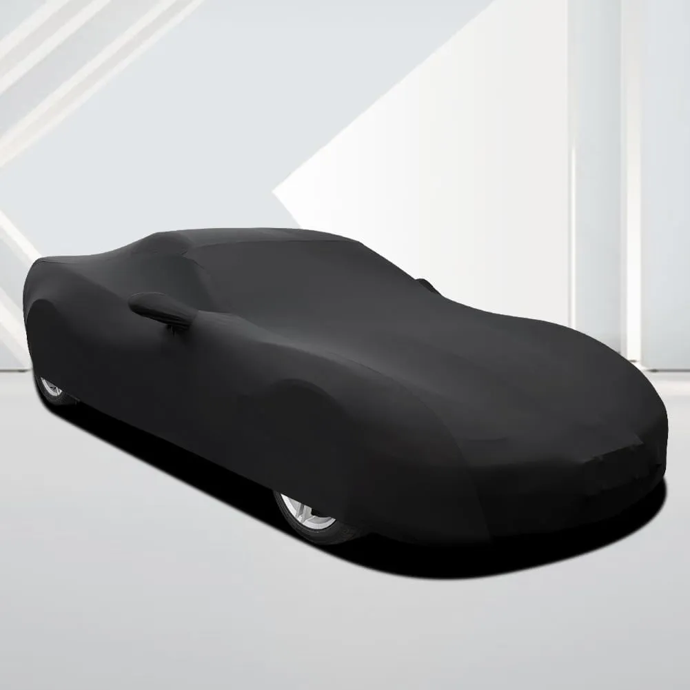 WinPower Indoor Sports Car Cover 154-169 inches Stretch Dustproof Protection Full Car Cover for Underground Garage, Car Show, Black