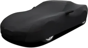 WinPower Indoor Sports Car Cover 154-169 inches Stretch Dustproof Protection Full Car Cover for Underground Garage, Car Show, Black