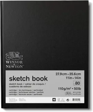 Winsor & Newton Classic Hard Bound Sketch Book, 11" x 14", 80 sheets, 110gsm, Natural White