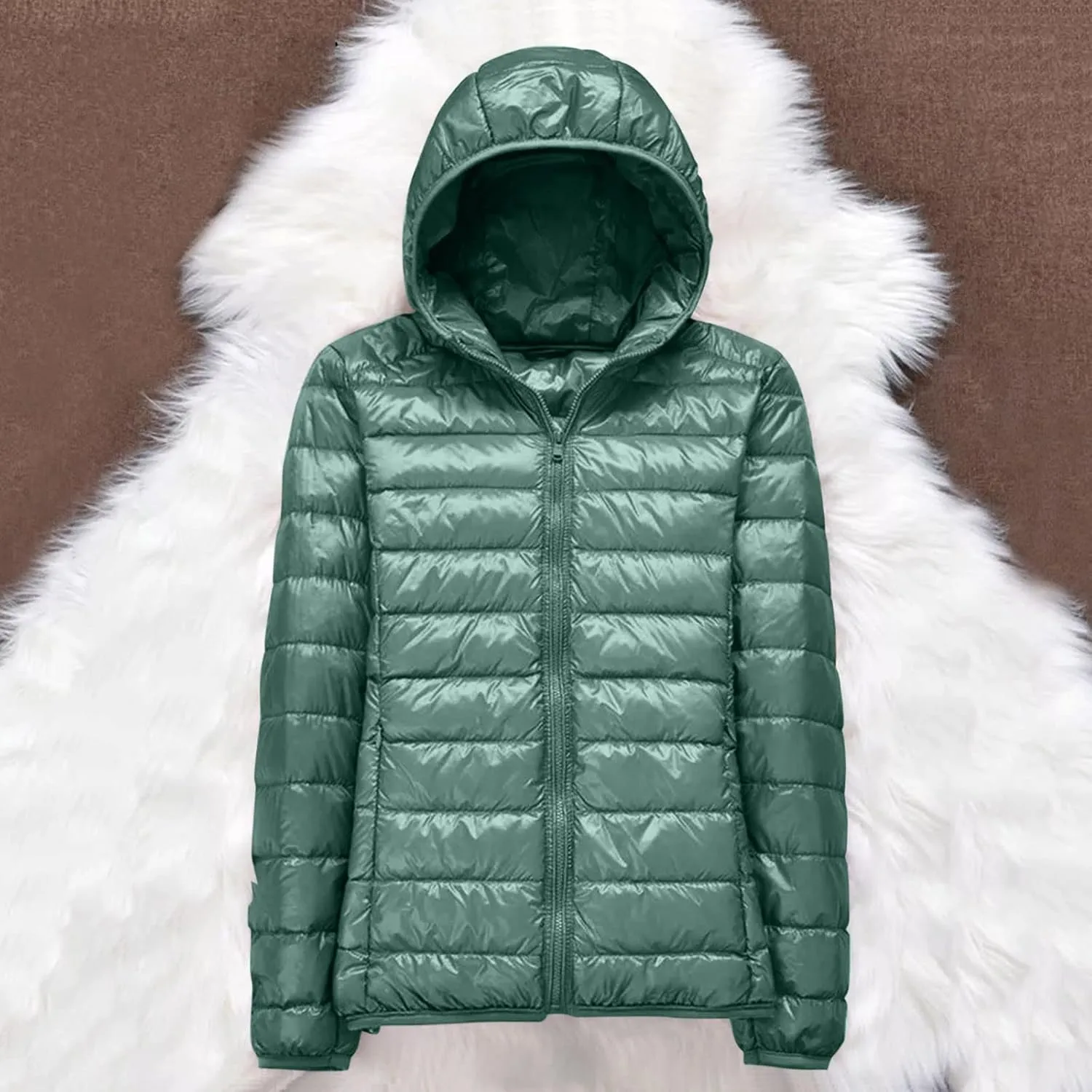 Winter Puffer Coats for Women, Womens Lightweight Puffer Jacket Packable Hooded Puffer Jacket Winter Zip Up Puffy Jacket