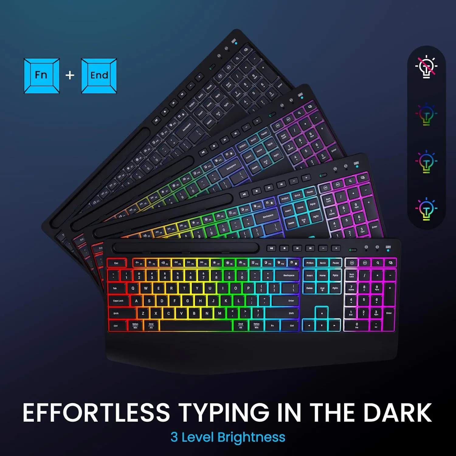 Wireless Keyboard and Mouse Combo - Dual System RGB Backlit Mouse and Keyboard,2.4G Rechargeable,Full-Sized Ergonomic Silent Design with Phone Holder for Windows Mac PC Laptop (Black-V1)
