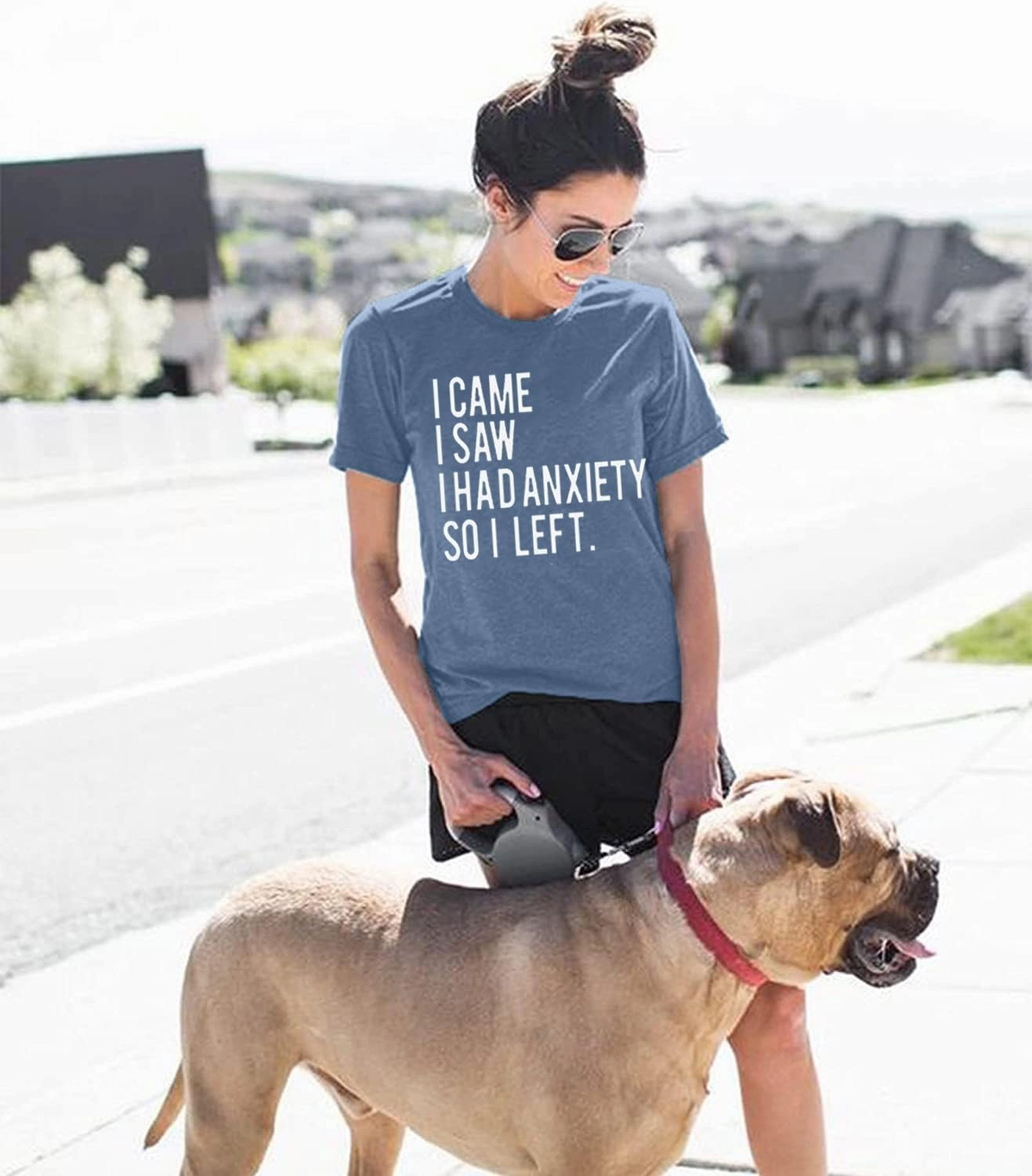 Woman Funny Saying Tees I Came I Saw I Had Anxiety So I Left Cute Letter Printed T-Shirts Humor Quote Gift Short Sleeve Tops