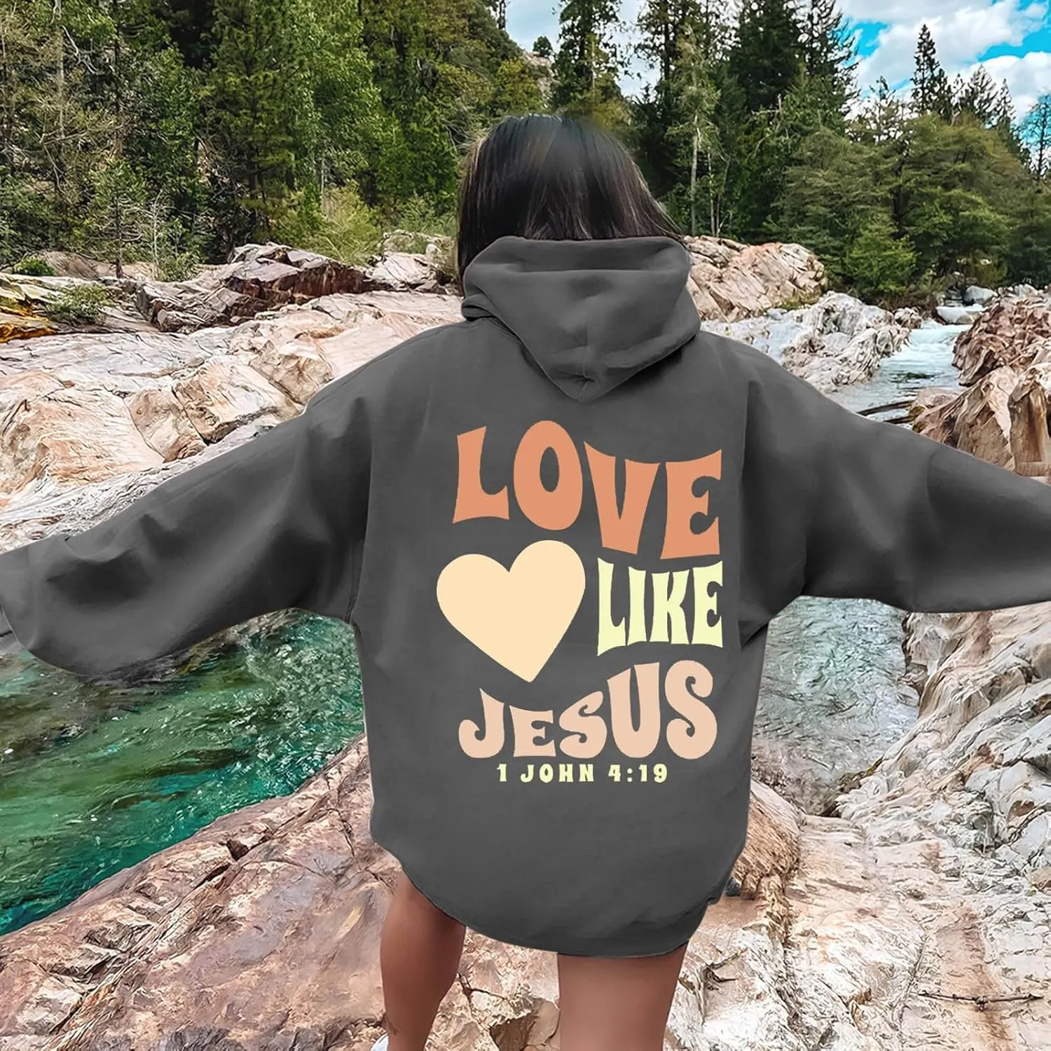 Women Christian Graphic Hoodies Love Like Jesus God Faith Shirts Bible Faith Quote Gifts Shirt Christian Sweatshirt