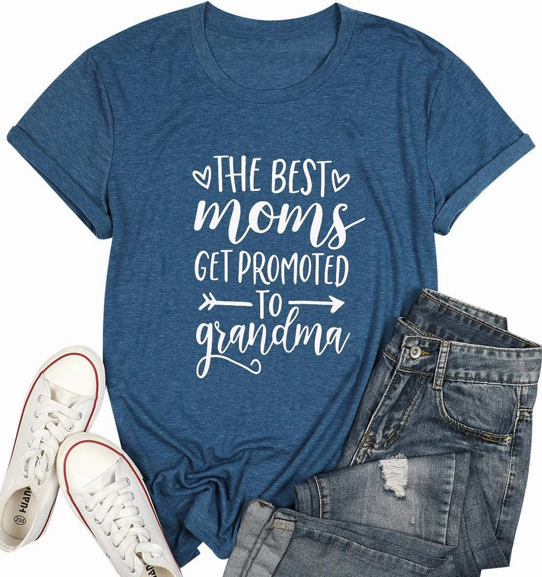 Women Best Moms Shirt Get Promoted to Grandma T Shirt Grandmother Gift Shirt Short Sleeve Casual Tee Top
