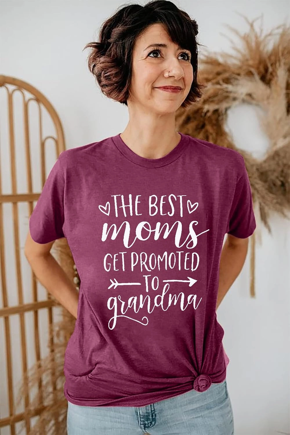 Women Best Moms Shirt Get Promoted to Grandma T Shirt Grandmother Gift Shirt Short Sleeve Casual Tee Top