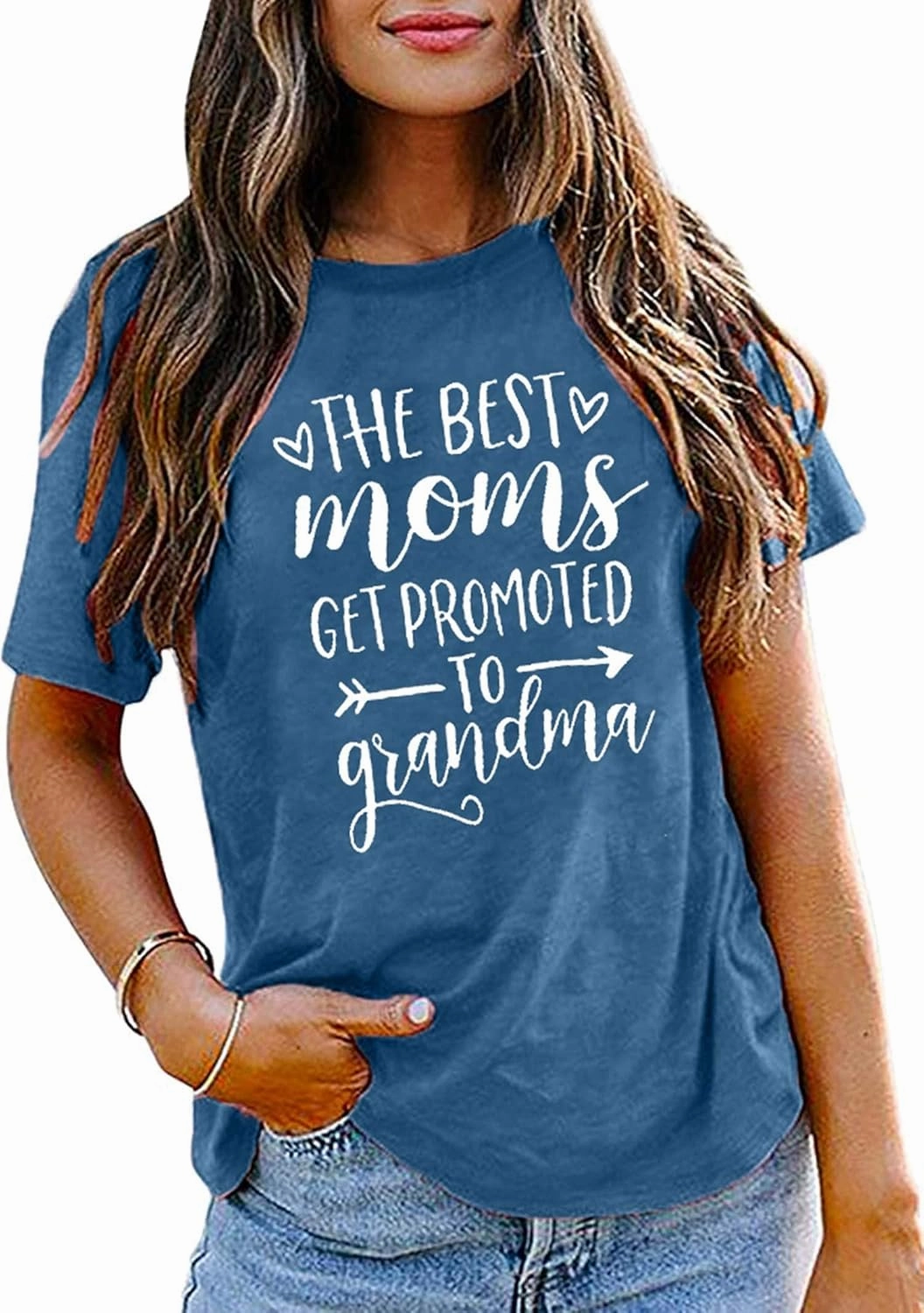 Women Best Moms Shirt Get Promoted to Grandma T Shirt Grandmother Gift Shirt Short Sleeve Casual Tee Top