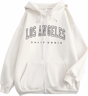 Women's Letter Graphic Print Sweatshirt Cute Los Angeles Oversized Pullover Crewneck Long Sleeve Tops for Teen Girl