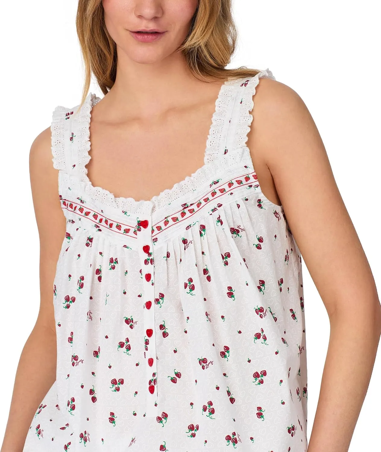 Women's 100% Cotton Woven Lawn & Seersucker 2-Piece Set, Sleeveless Tank with Pintuck Neckline & Capri Pants