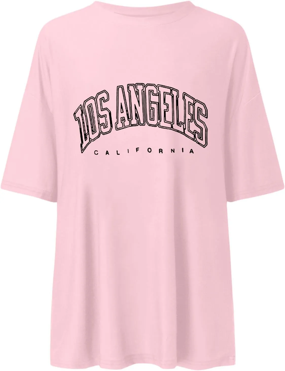 Women's Casual Los Angeles California T Shirts for Women Oversized Trendy Loose Running Tops Summer Letter Print 2025