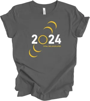 Womens Diagonal Moon Phases 2024 Total Solar Eclipse Ladies Short Sleeve T-Shirt