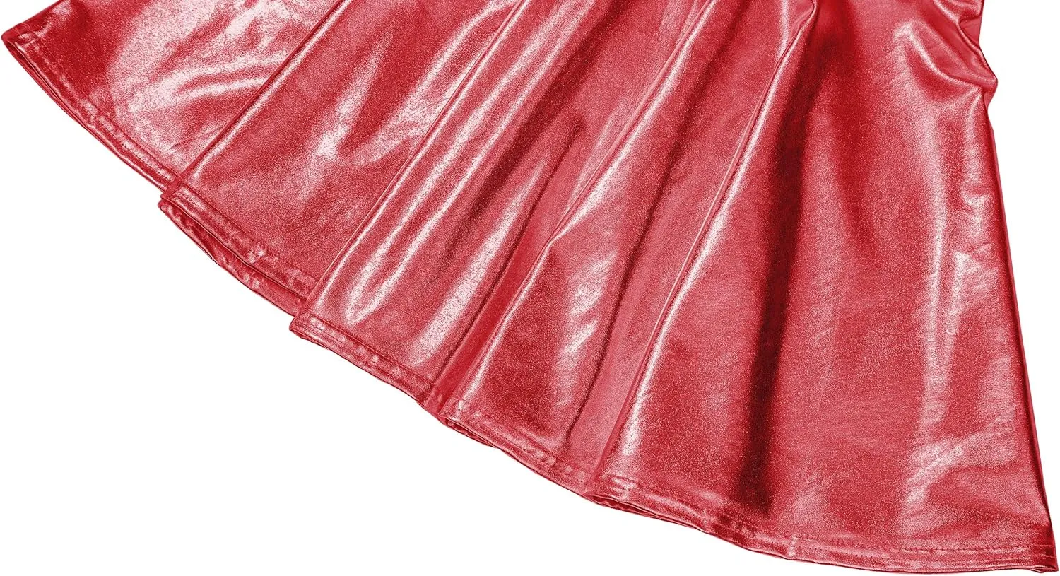 Women's Shiny Metallic Wet Look Stretchy Flared Mini Skater Skirt